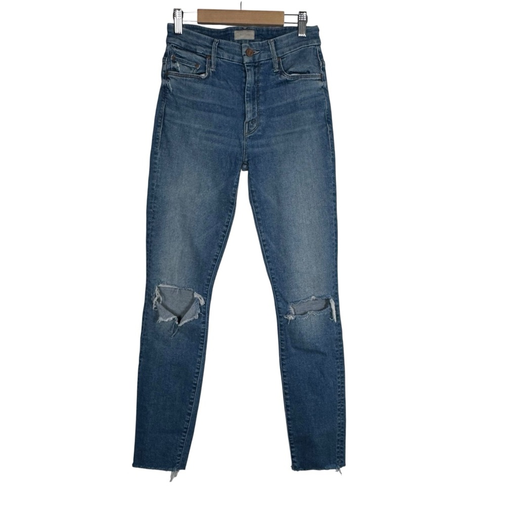 Mother High Waisted Looker Ankle Fray Thrilling Shots Distressed Jeans Size 24